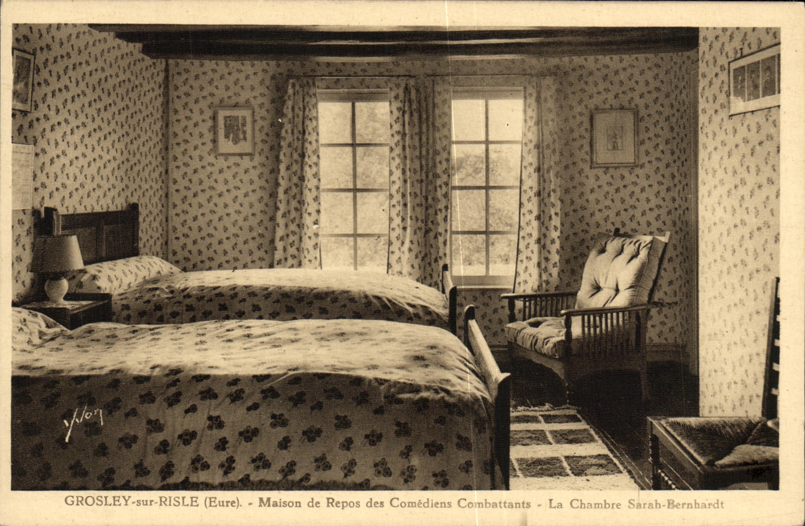 CPA Grosley sur Risle La Maison de Repos des Comediens Combattants La chambre de Sarah Bernhardt
