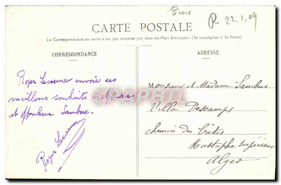CPA Vernon Propriete sur la Rive dorite de la Seine et les Tourelles Barque  — Rückseite