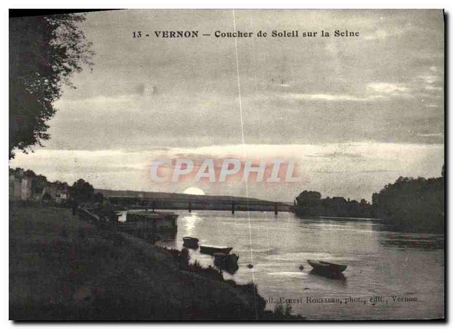 CPA Vernon Coucher de Soleil sur la Seine