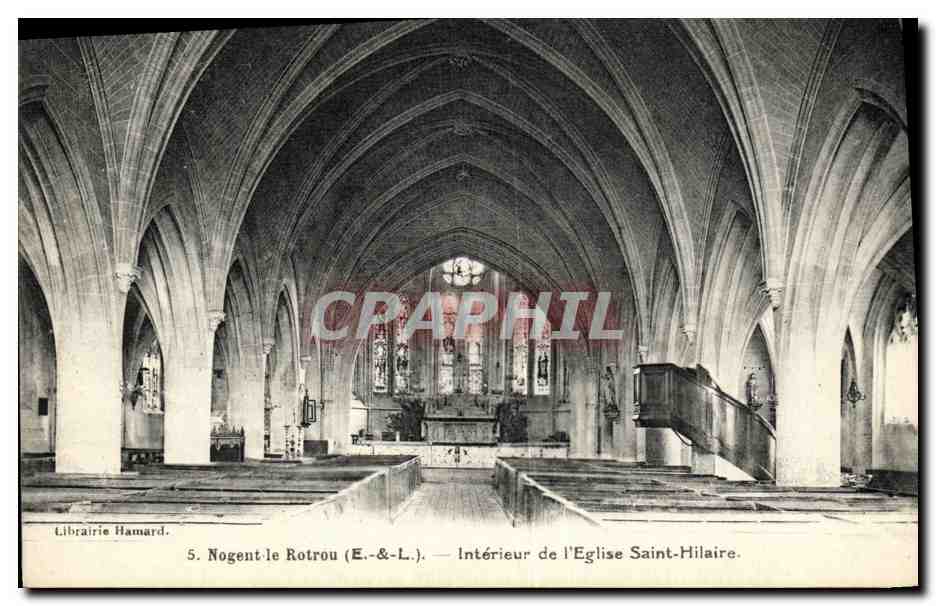 Nogent-le-Rotrou (E.-&-L.) — Interno della Chiesa di San Hilario — Librairie Hamard, n°5