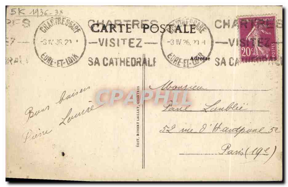 CPA Chartres Abside de la Cathedrale Escalier conduisant a la chapelle St Piat — Verso