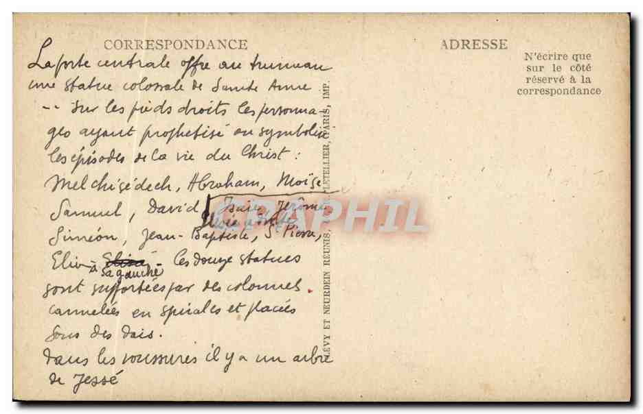 CPA Chartres Porche Nord — Verso