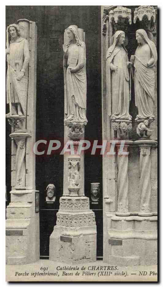 Cathédrale de Chartres — Porche septentrional, Bases de Piliers (XIIIe siècle) — ND Pbo