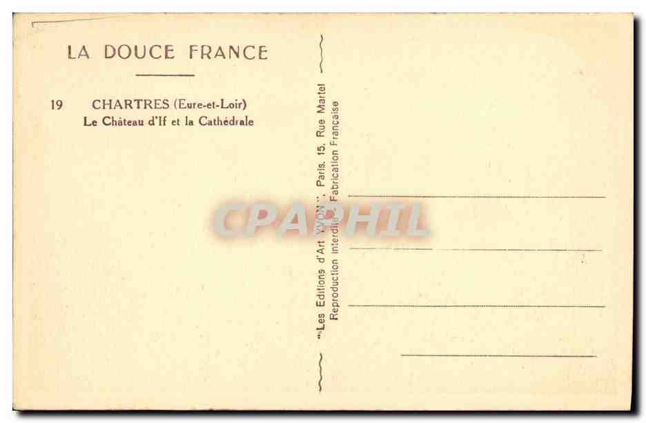 CPA Chartres Le Chateau d lf et la Cathedrale — Verso