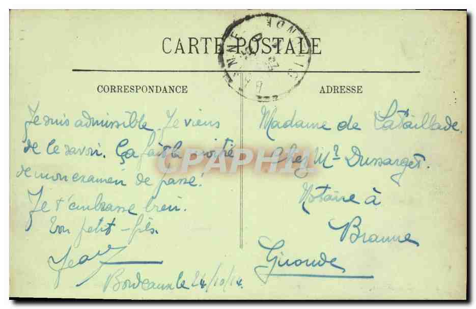 Bordeaux — Das Krankenhaus für Unterstützte Kinder, Cours de Bayonne — LL. — n° 220 — Rückseite