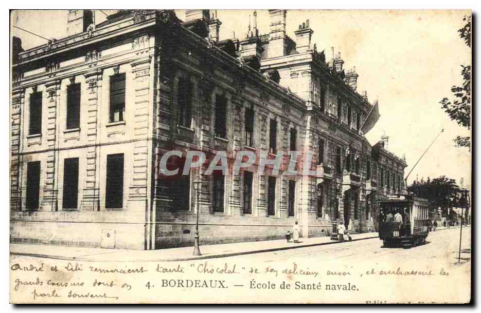 CPA Bordeaux Ecole de Sante navale Tramway