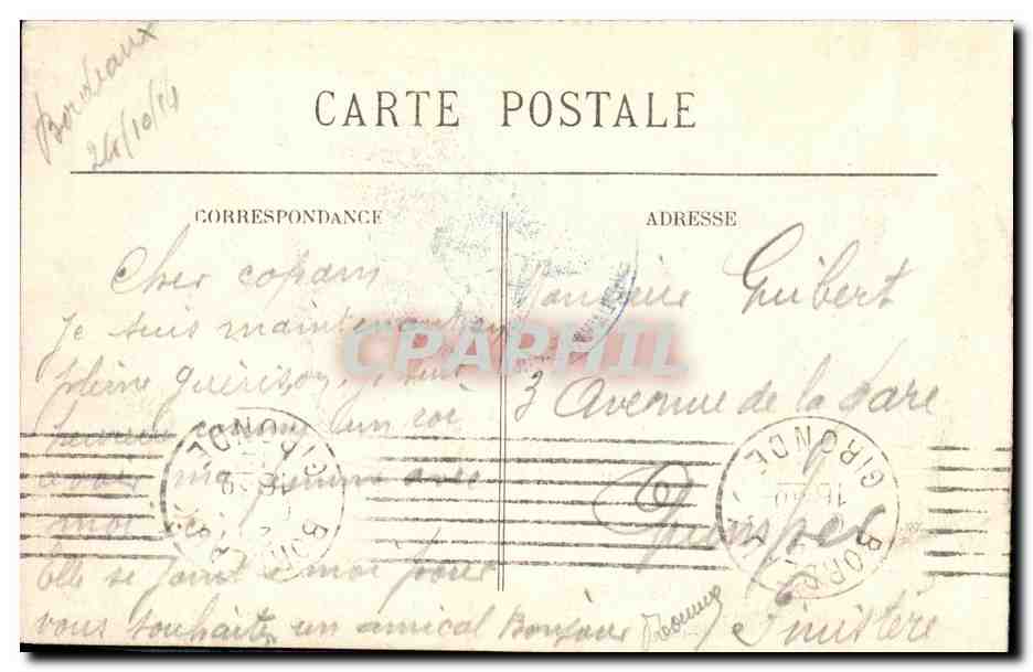 CPA Bordeaux La Place de la Comedie Les Allees de Tourny — Verso