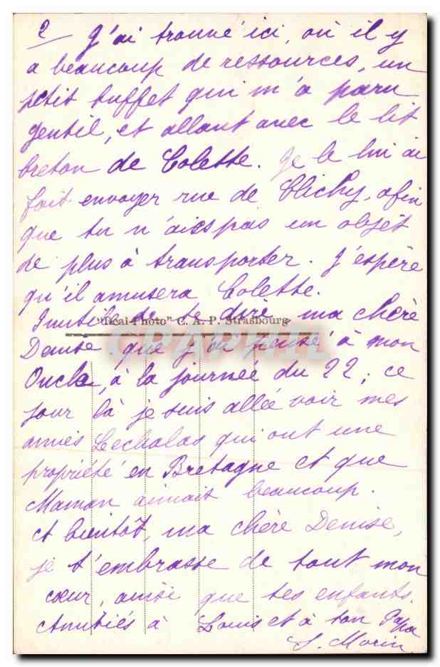 Cancalé — Les Rochers de la Pointe du Gouin vus de la Mer — éditeur C.A.P. Strasbourg, n°18 — Verso