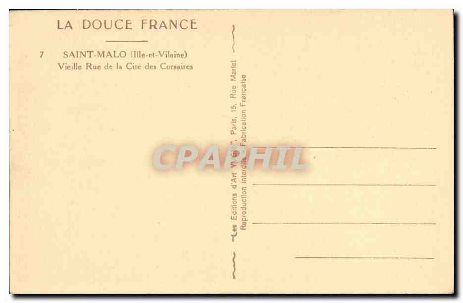 Saint-Malo — Vieille Rue des Corsaires — Yvon — Verso