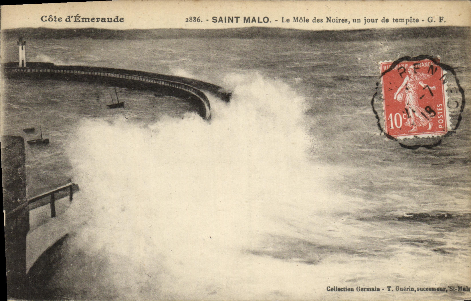 Saint Malo — Le Môle des Noires, un jour de tempête — G. F.
