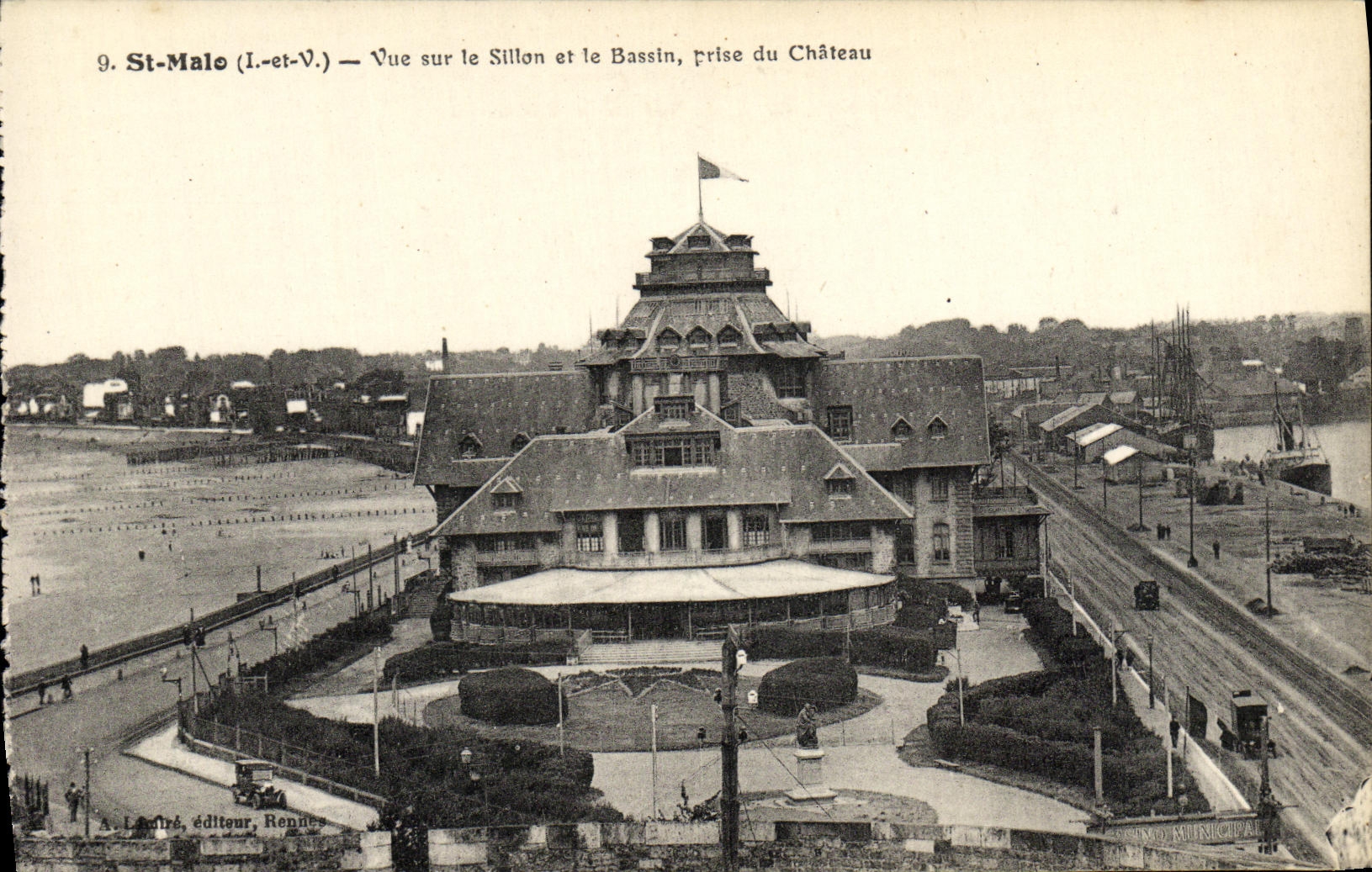 St-Malo (I.-et-V.) — Vue sur le Sillon et le Bassin, prise du Château — A. L. André, éditeur, Rennes