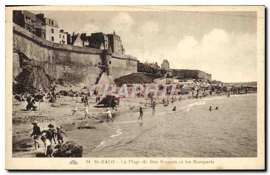 St-Malo - La Plage de Bon Secours et les Remparts — éditeur 'Les Arts Photographiques' n°94