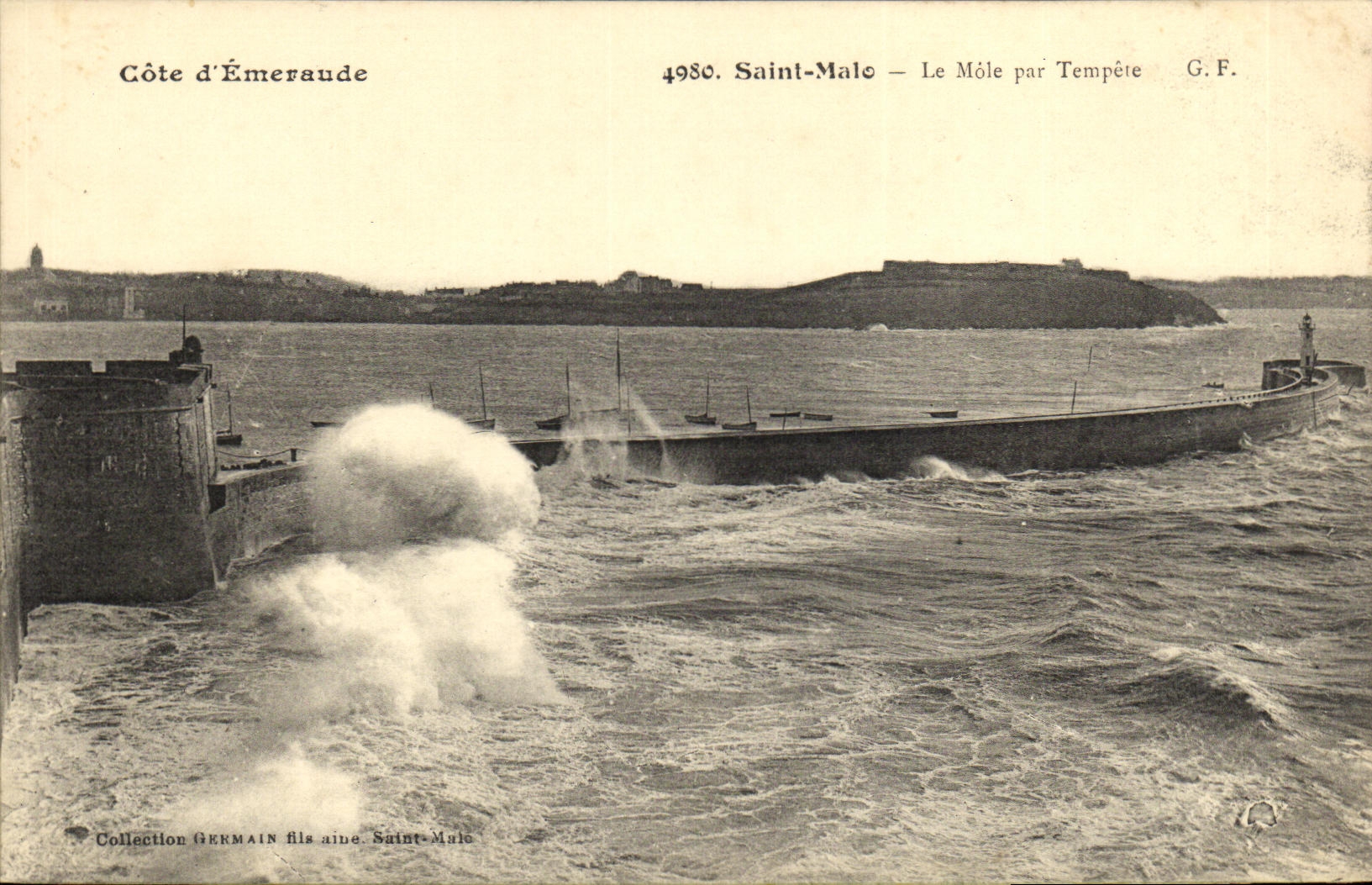 Saint-Malo — El Muelle bajo la Tormenta — Colección G.F. GERMAIN hijo, Saint-Malo