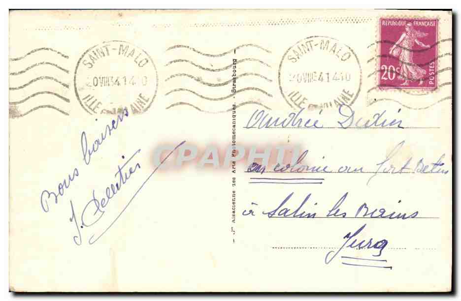 St-Malo - Le Quai des Terreneuves — Ansicht von Segelbooten — Verlag A.H. Nr. 109 — Rückseite