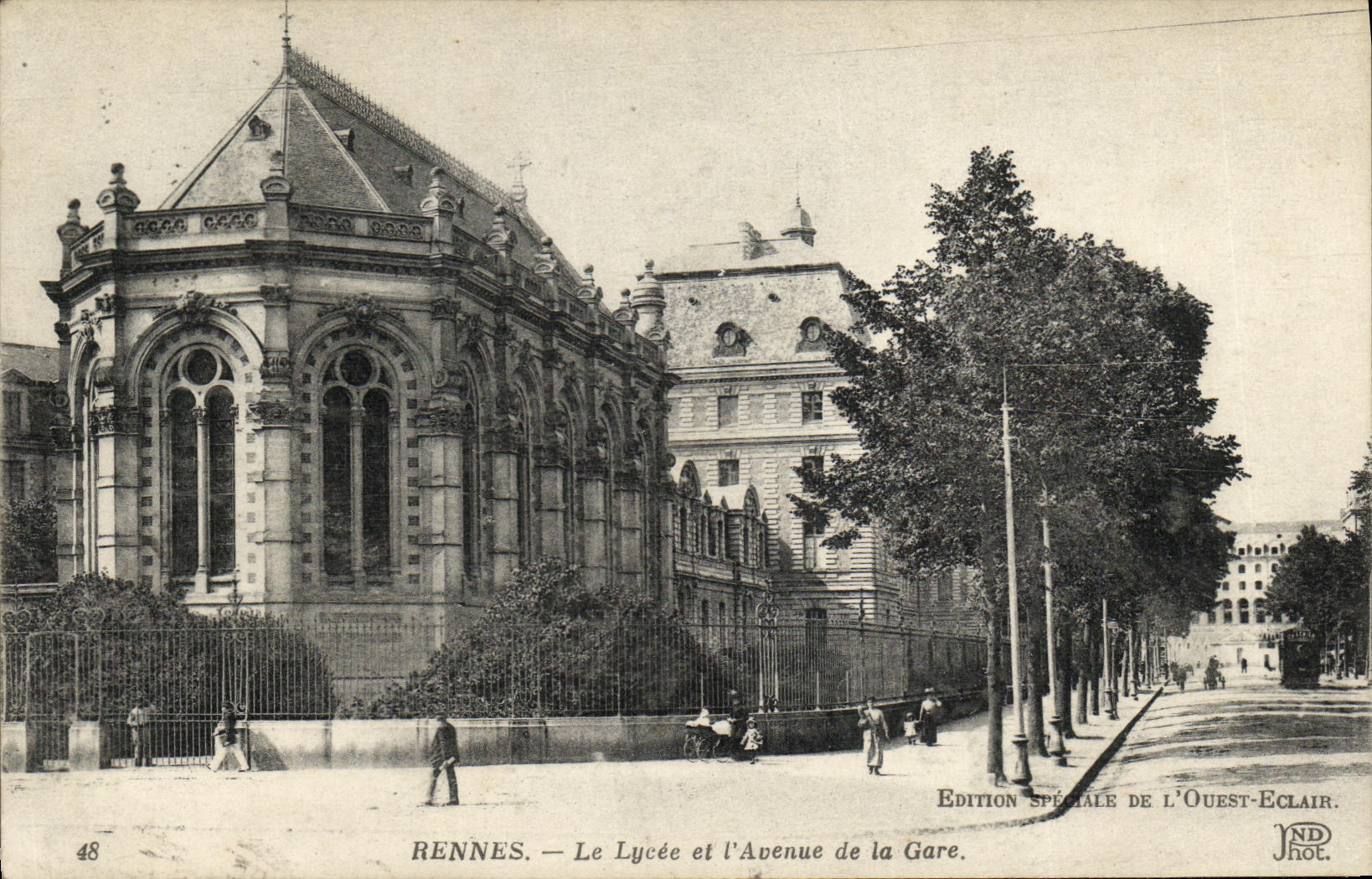 Rennes — Le Lycée et l'Avenue de la Gare — Édition Spéciale de L'Ouest-Eclair, n°48