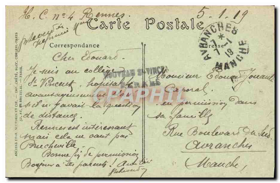 Rennes — Le Lycée et l'Avenue de la Gare — Édition Spéciale de L'Ouest-Eclair, n°48 — Rückseite