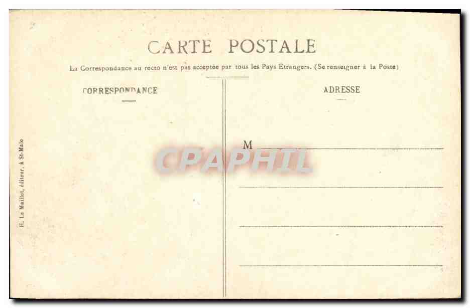 St-Lunaire — Le Décollé un jour de tempête — H. Le Maillet, éditeur à St-Malo, n° 1372 — Achterkant