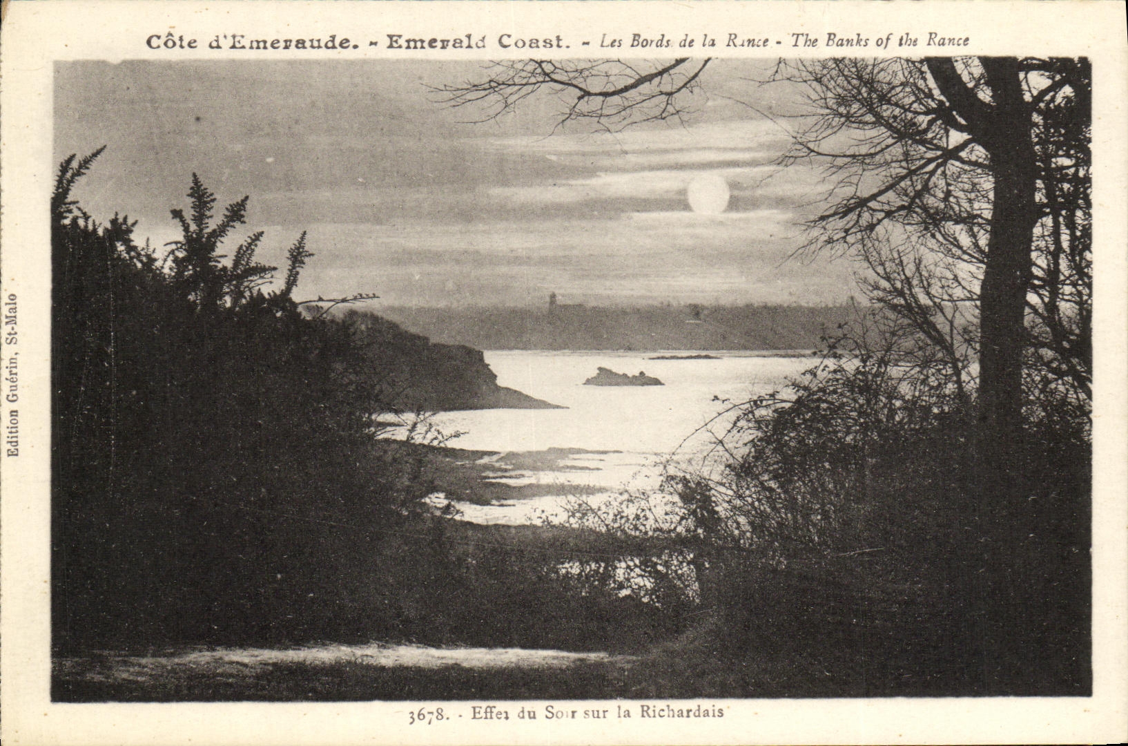Côte d'Emeraude - Emerald Coast - Les Bords de la Rance - The Banks of the Rance - Effet du Soir sur la Richardais - Édition Guérin, St-Malo - n° 3678