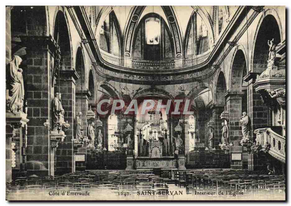 CPA St Servan Interieur de L eglise