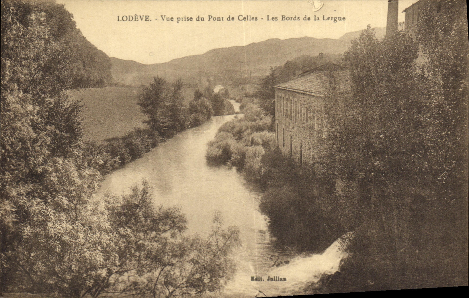 CPA Lodeve Vue Prise du Pont de celles Les Bords de la Lergue