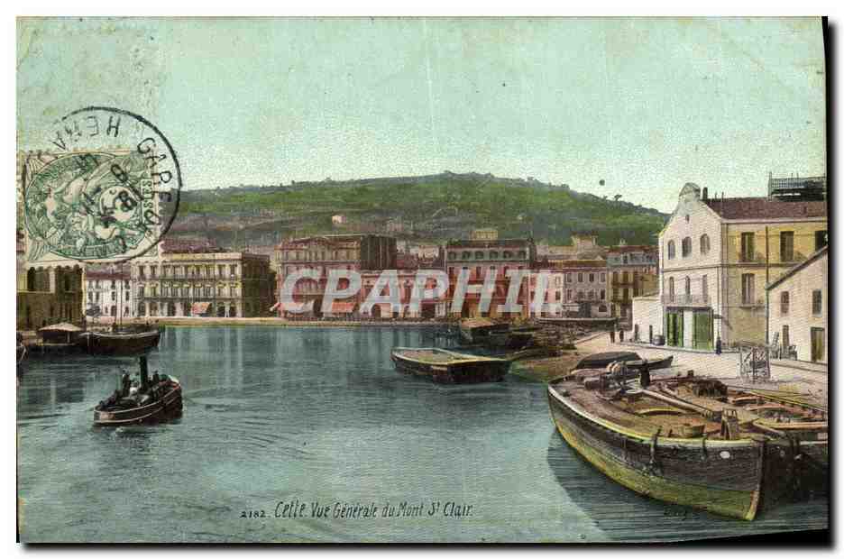 CPA Sete Cette Vue Generale de Mont St Clair Bateaux