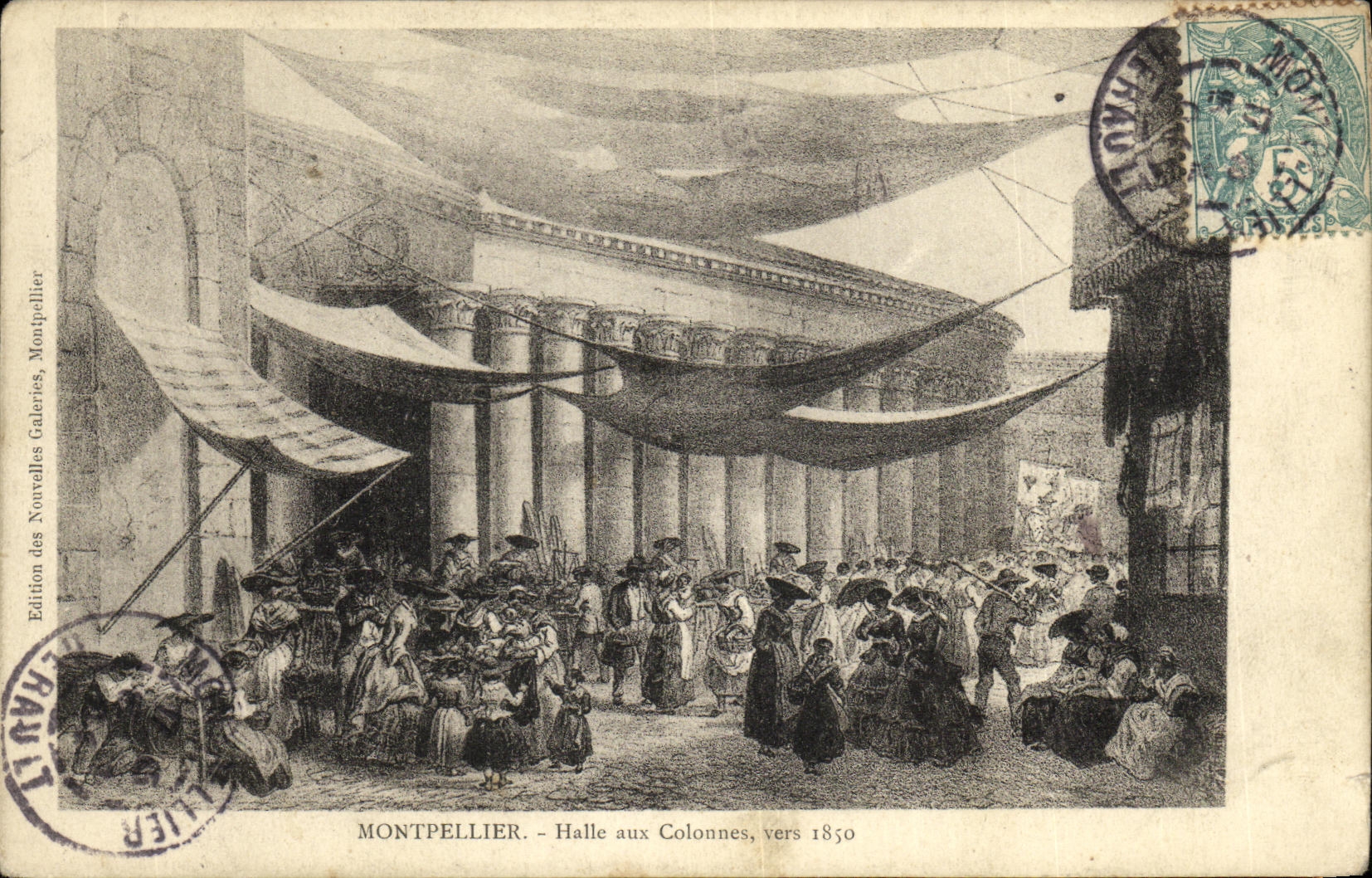 CPA Montpellier Halle aux Colonnes Vers 1850
