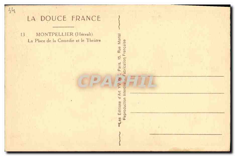 Montpellier — Place de la Comédie et le Théâtre — Éditions Yvon — Reverso