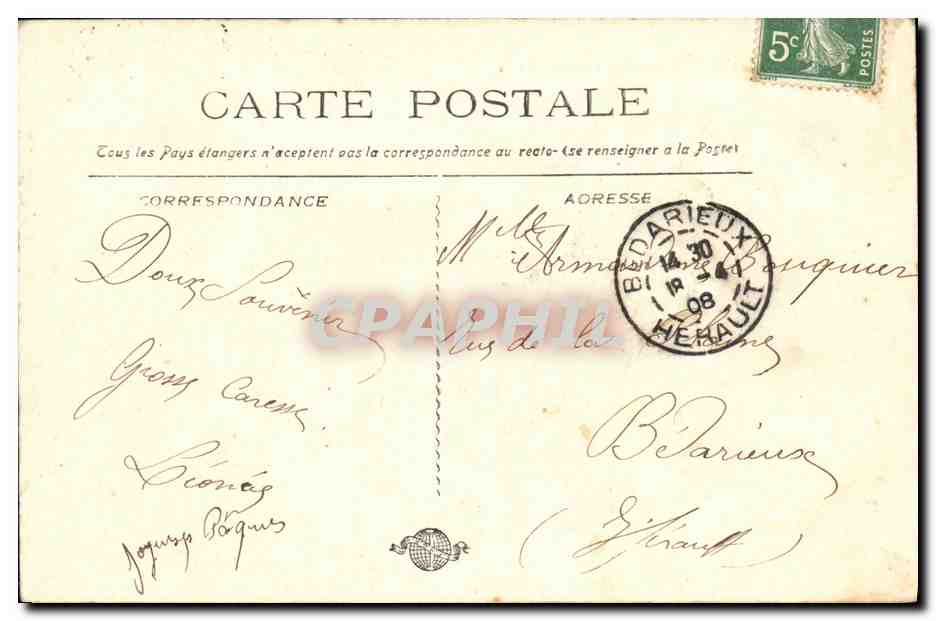 CPA Montpellier Jardin des Plantes La Grande serre — Rückseite