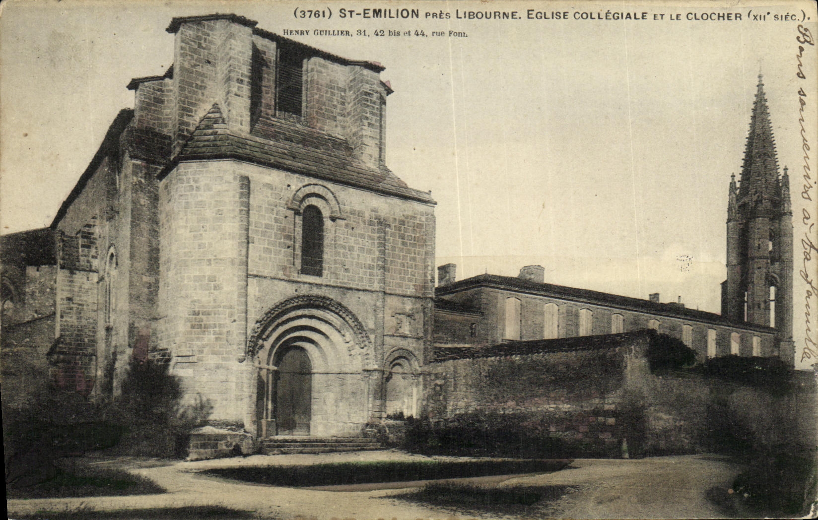 St-Émilion près Libourne — Église collégiale et le clocher (XIIe siècle) — Henry Guillier, 31, 42 bis et 44, rue Forni