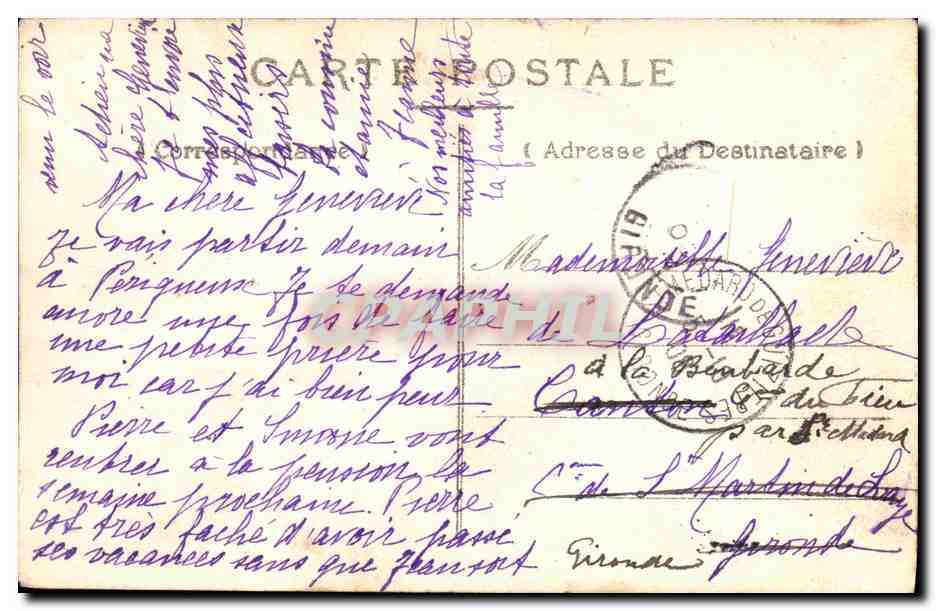 Saint-Emilion — Vue de la Basse Ville — Porte Bouqueyre — Reverso
