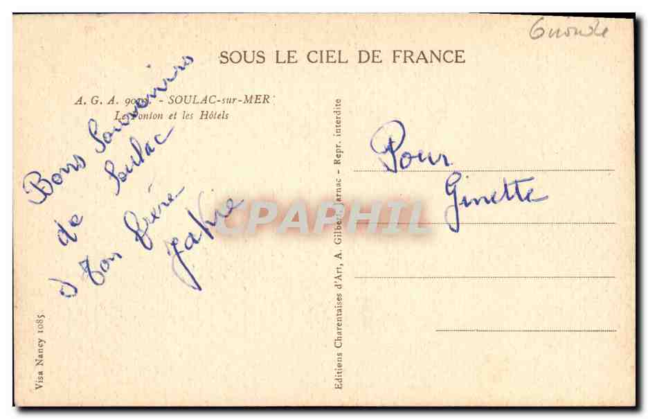 CPA Soulac Sur Mer Le Ponton et les Hotels — Rückseite