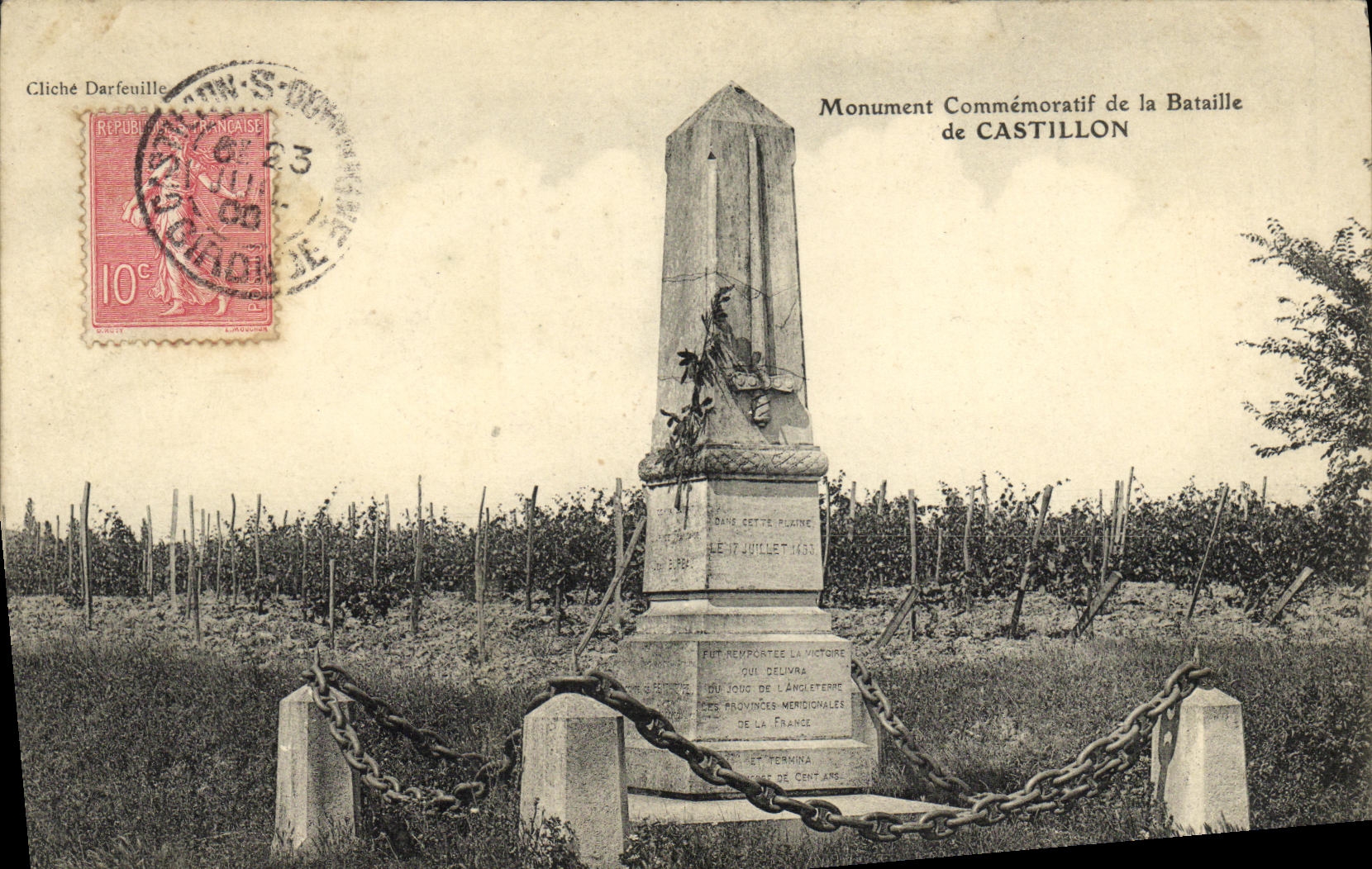 Monument Commémoratif de la Bataille de CASTILLON — Cliché Darfeuille — n° de série non visible