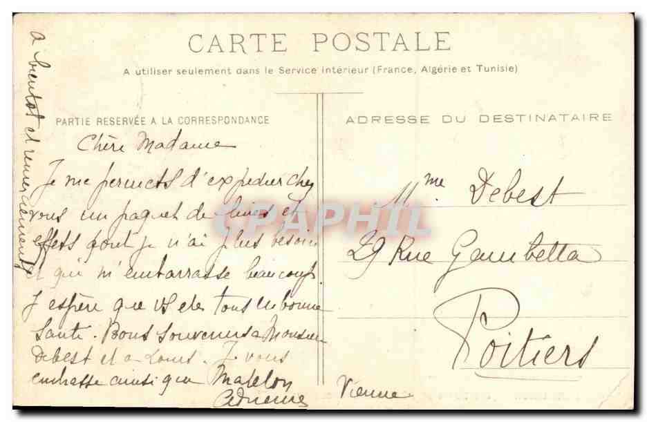 Les Dunes et l'Océan Atlantique au Cap Féré — Henry Guellier, 31, 42 bis et 14, rue Fondouze — Verso