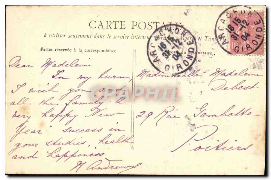 CPA Arcachon Le Solr sur le Bassin — Rückseite
