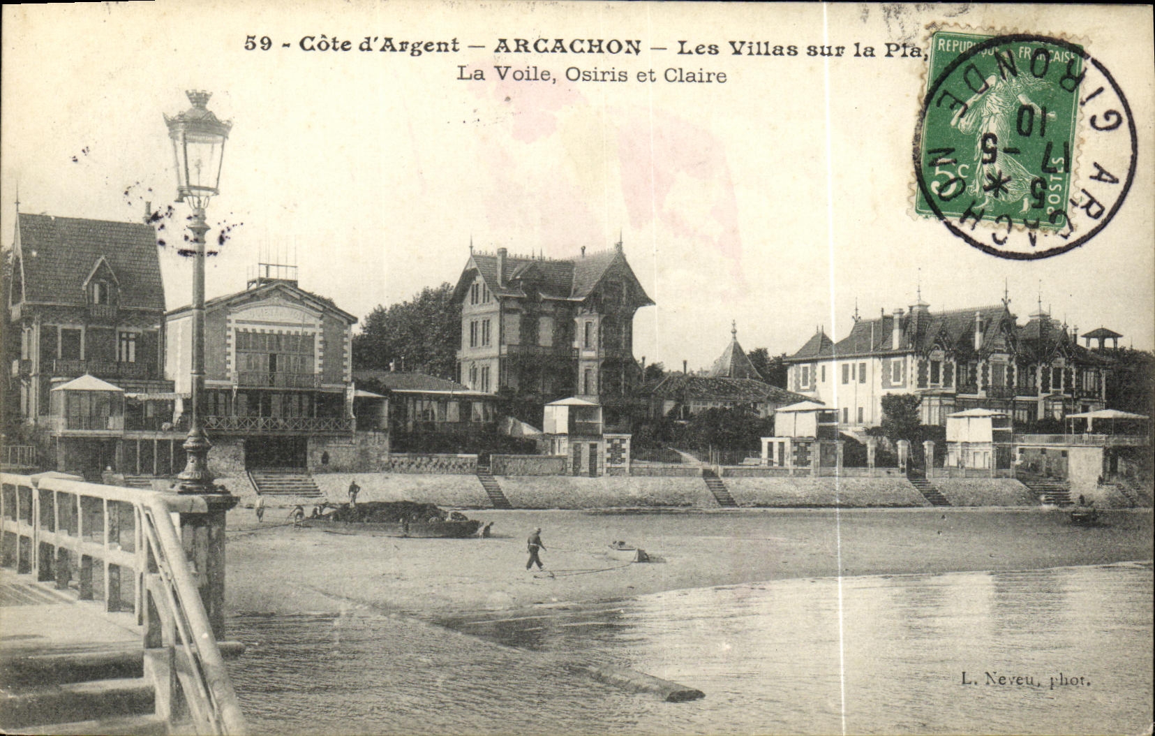 CPA Arcachon Les Villas Sur la Plage La voile Osiris et Claire 
