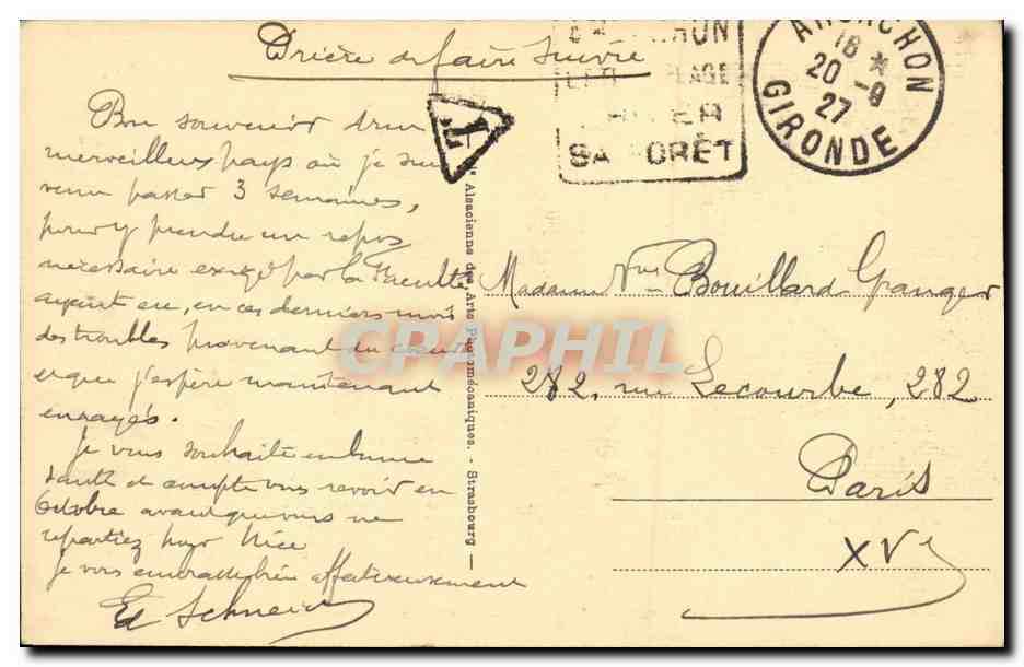 CPA Cote D Argent Arcachon Le Casino Mauresque — Rückseite