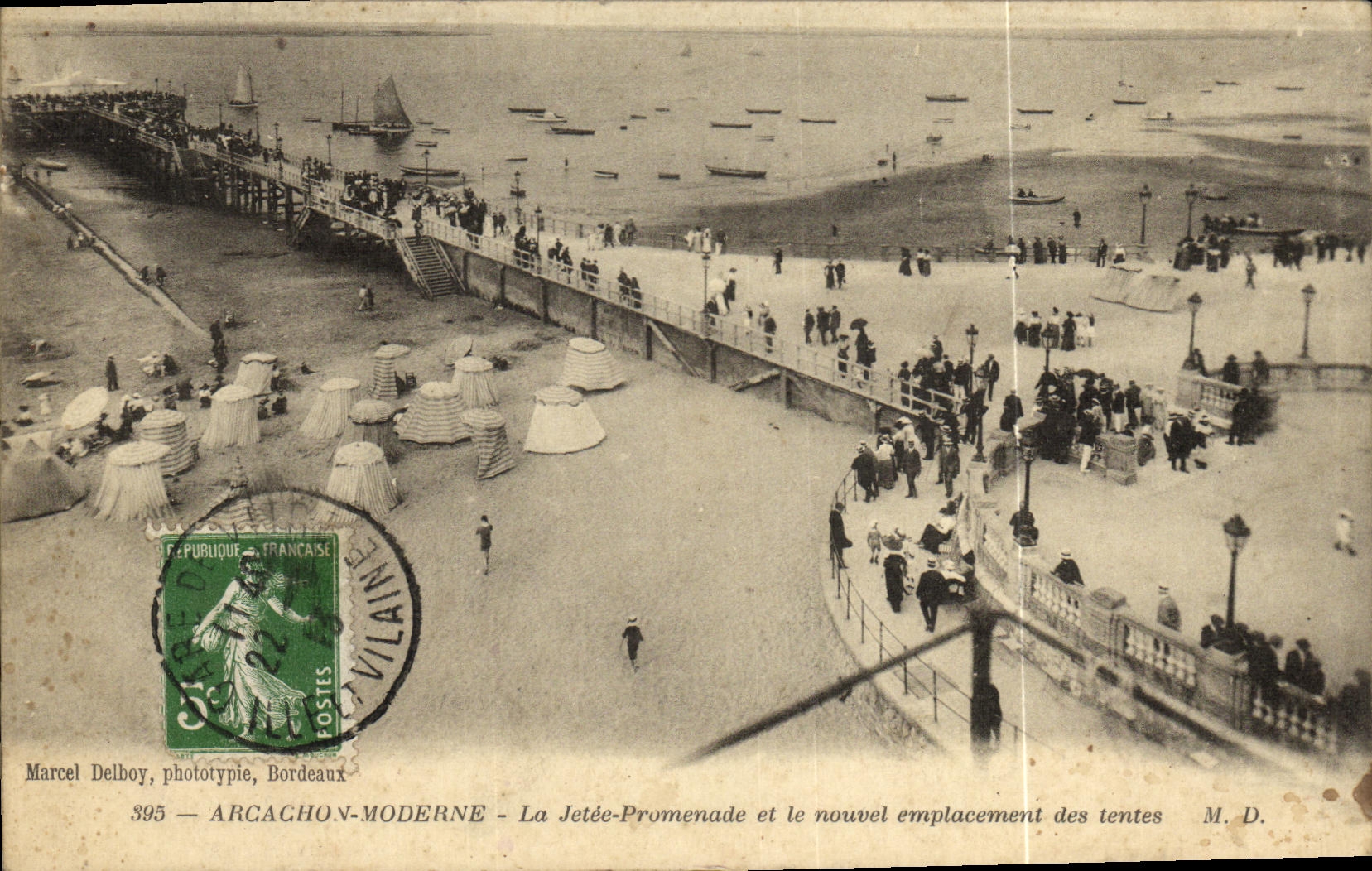 CPA Cote D Argent Arcachon Moderne La Jetee Promenade et la Nouvel Emplacement des Tentes