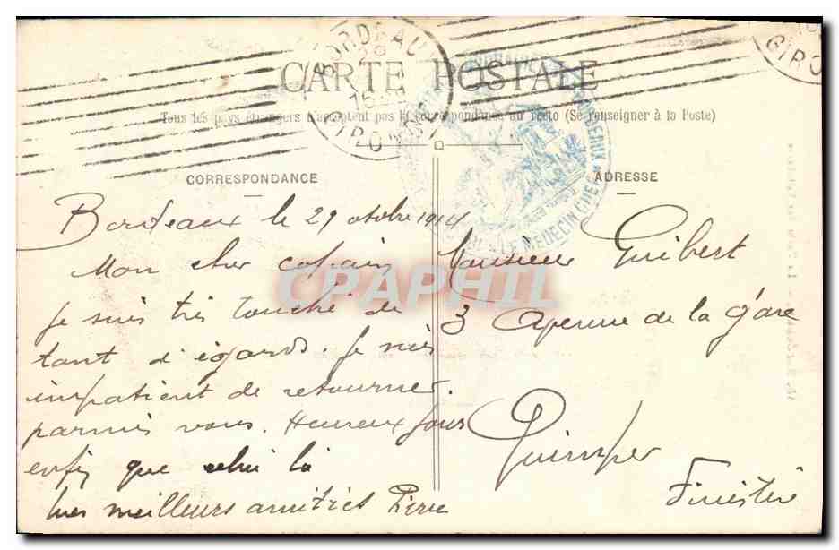CPA Bordeaux Le Porte des Sallnieres — Verso