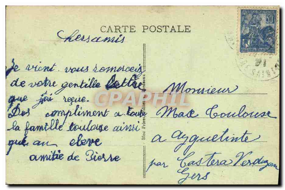 Bordeaux - La Rade - BR — Vue du port avec plusieurs voiliers — Éditeur Bloc Frères, n° 112 — Rückseite