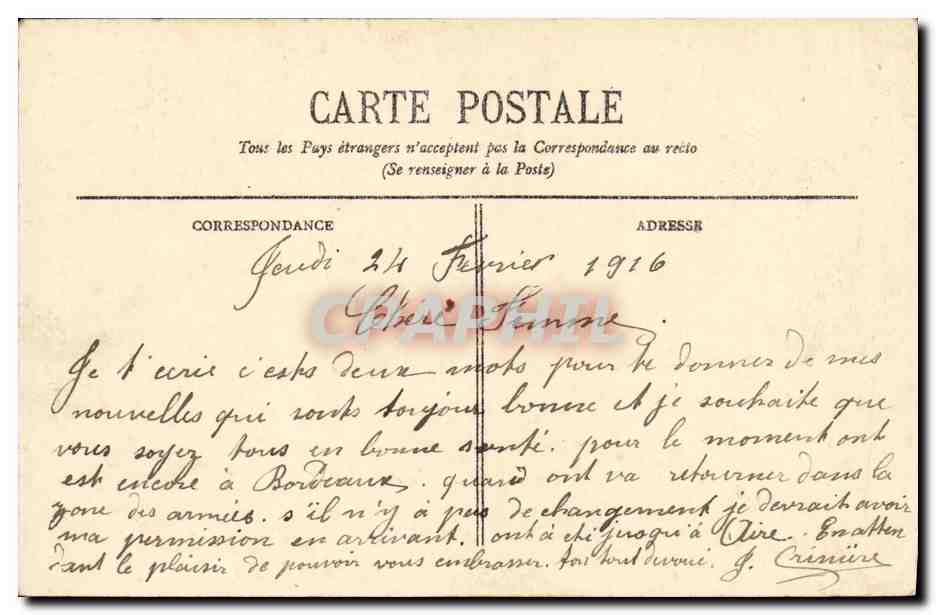 CPA Bordeaux Le Quai Louis XVIII — Verso