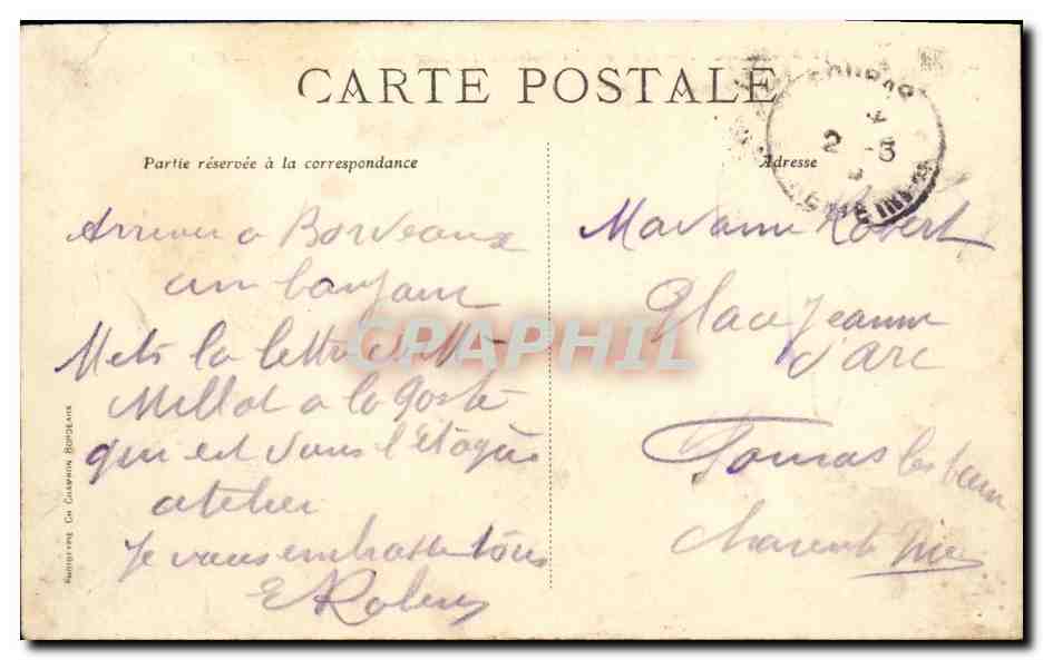 CPA Bordeaux Les Colonnes Rostrales et le Monument des Girondins  — Verso