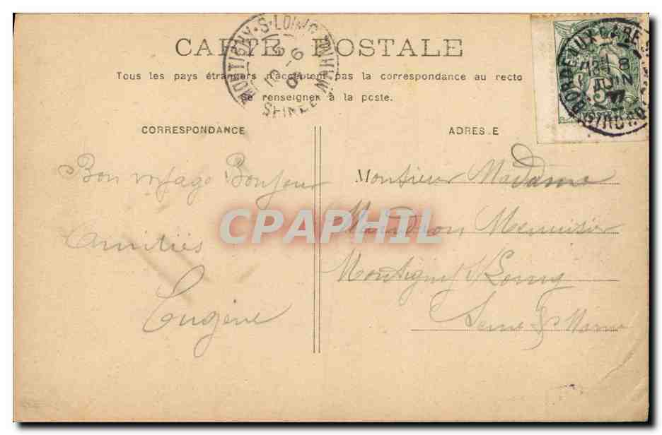 CPA Bordeaux Cours du Chapeau Rouge La Bourse — Verso