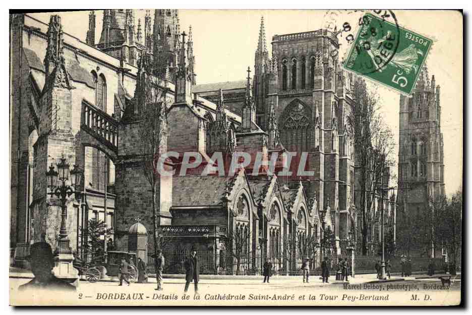CPA Bordeaux Details de la Cathedrale Saint Andre et la Tour Pey