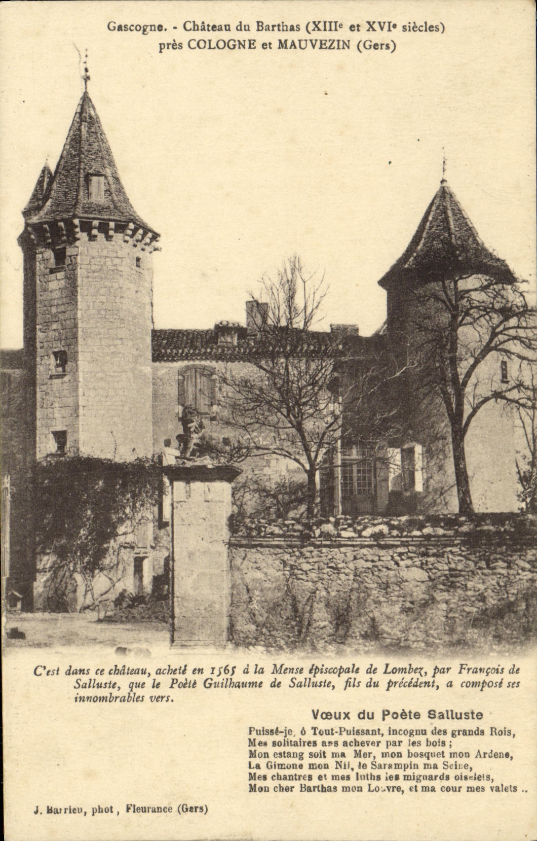 Schloss Barthas (13. und 16. Jahrhundert) — in der Nähe von COLOGNE und MAUVEZIN (Gers) — J. Barrieu, phot. Fleurance (Gers)
