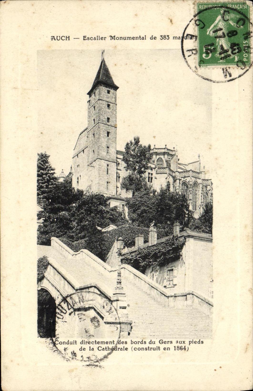 CPA Auch Escalier Monumental de 383 marches 