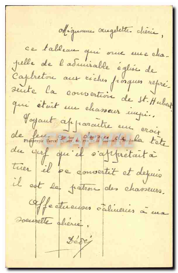 CPA Capbreton sur Mer La Saint Hubert a L Eglise Saint Nicolas Chiens Chasse — Rückseite