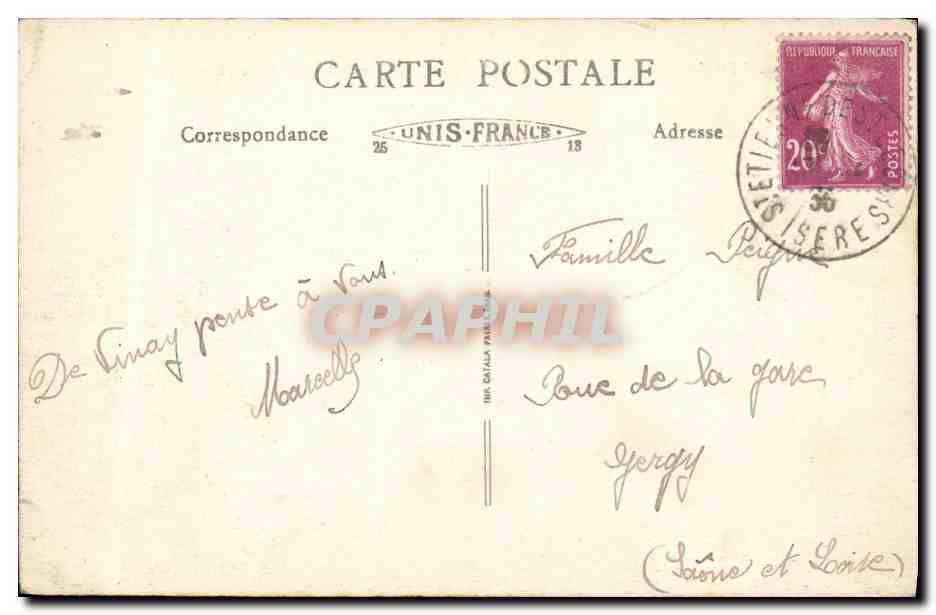 Vinay (Isère) — Places de l'Église et de l'Hôtel-de-Ville — Dauphiné L'Isère Pittoresque, n°10 — Rückseite