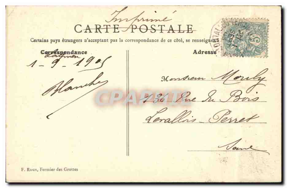 La Balme (Isère) — Entrée des Grottes — B.P. PARIS — Rückseite