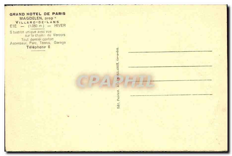 Villard-de-Lans — GRAND HOTEL DE PARIS — Ses tennis. — Reverso