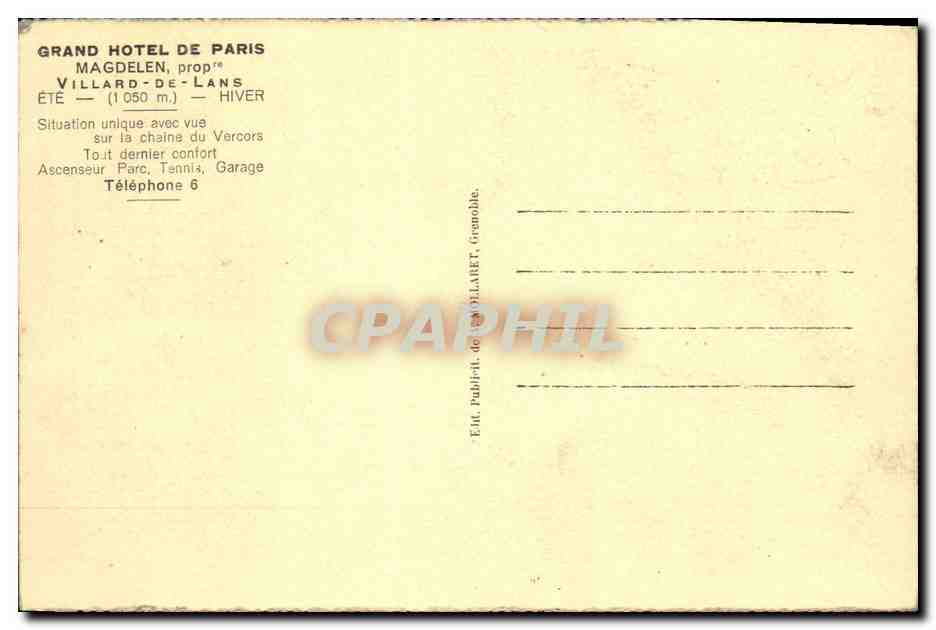 Villard-de-Lans — GRAND HOTEL DE PARIS — Ses sous-bois — Reverso